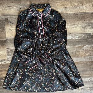 Little girls Wrangler black pearl snap Dress with Pink and Blue accents